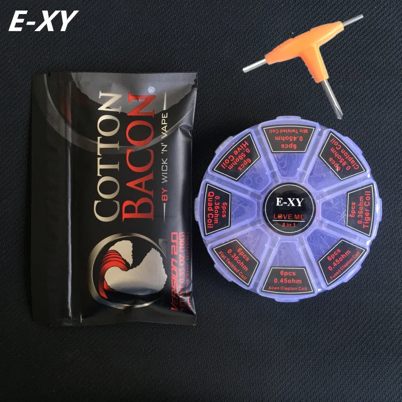 E-XY 8 в 1 комплект сборной катушки Hive Quad Tiger Fused Clapton Mix twisted premade провода распылитель diy RDA+ хлопок