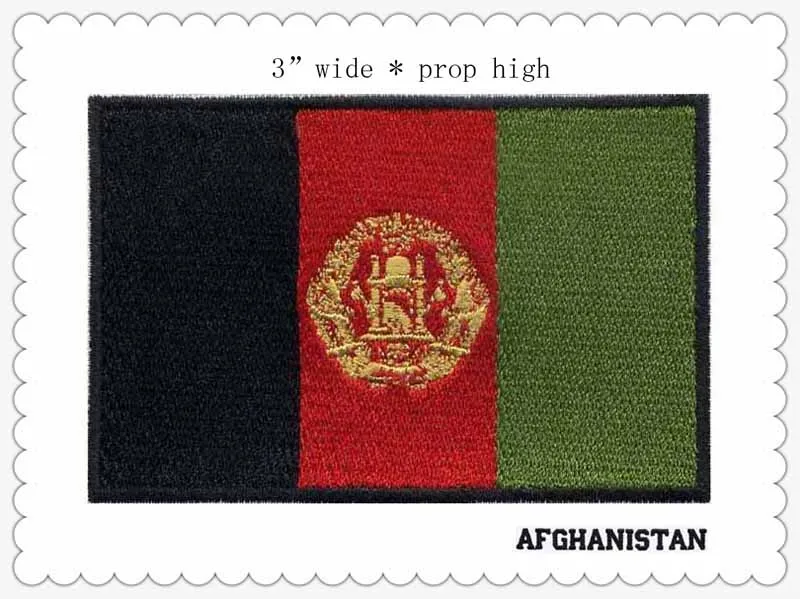 Afghanistan 1B 7,62 см в ширину, 1 шт., нашивка с флагом страны, нашивка в полоску, Вышитый Флаг ЕС, США, Ливана, тактические военные нашивки с железом, армейская аппликация - Цвет: Afghanistan 1B
