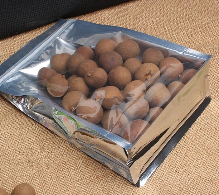 

50pcs/lot-6 size options Stand Up Clear front Aluminized back Zip Lock Seal Bags Food Sample Powder Candy Party Gift Bags