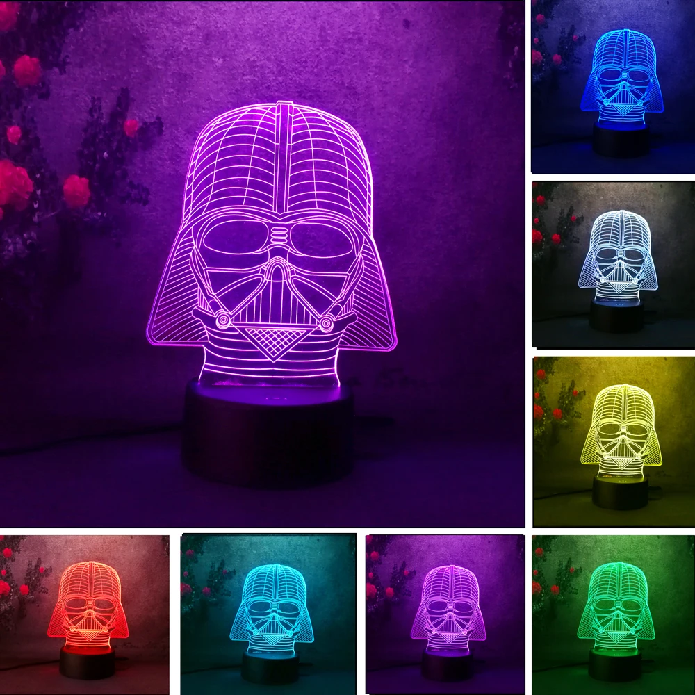 Светодиодный ночник Lave Lampara Star War 3d светильник Darth Vader сенсорный экран USB 7