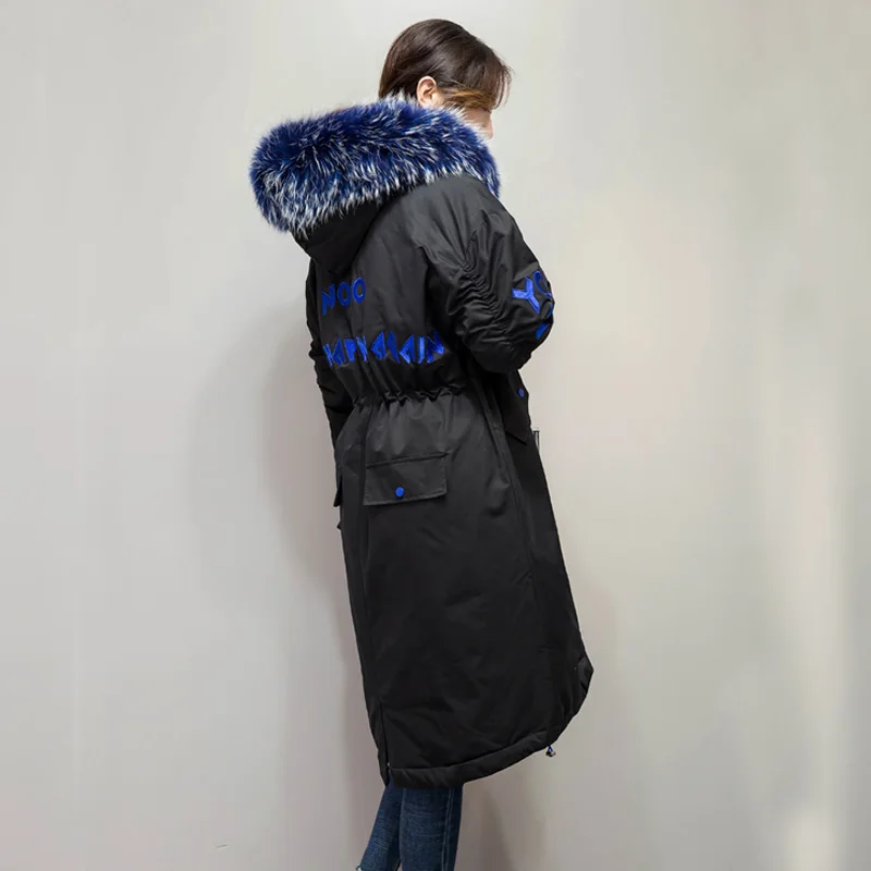 Высококачественная зимняя женская куртка 2018 с воротником из натурального меха