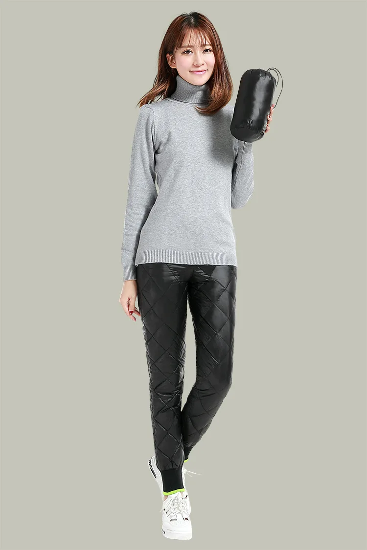 Women White duck down pants 2019 winter new fashion warm high waist trousers solid big size loose casual style gx1628 | Женская одежда