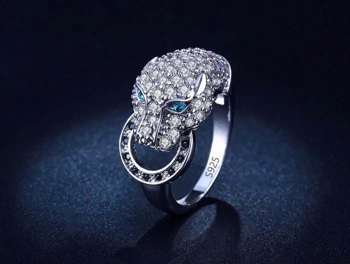 Популярные серебряные леопардовые кольца для женщин модные с животными вечерние