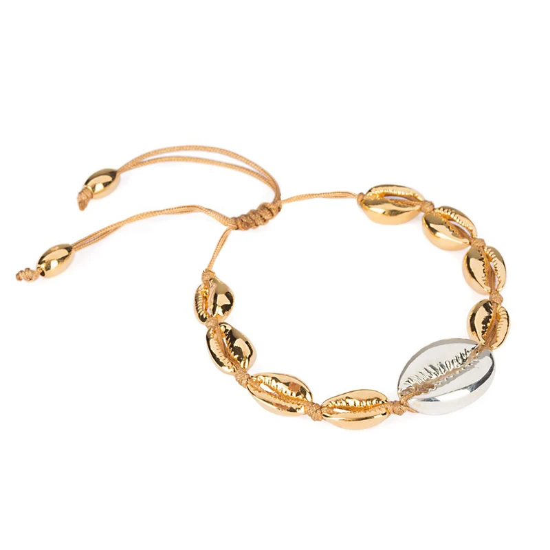 bileklik natural cowry PUKA SHELL BRACELET GOLD shell bracelets femme boho beach small seashell for women | Украшения и