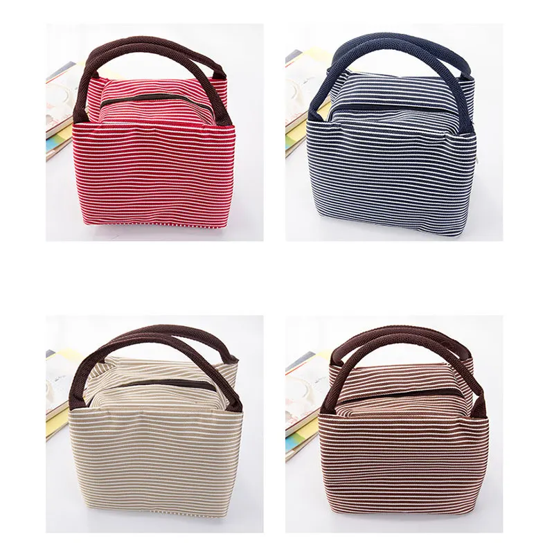 Полосатый портативный термальность с термоизоляцией сумка холодильник Ткань
