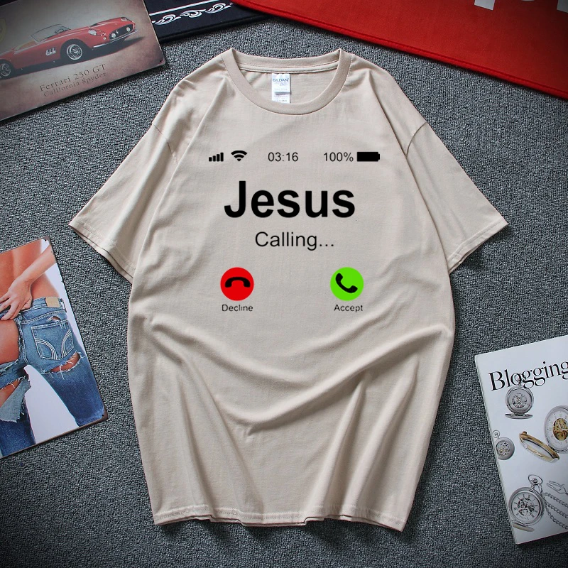 Футболка для христианина Jesus is call уникальная забавная футболка мужчин новейшие
