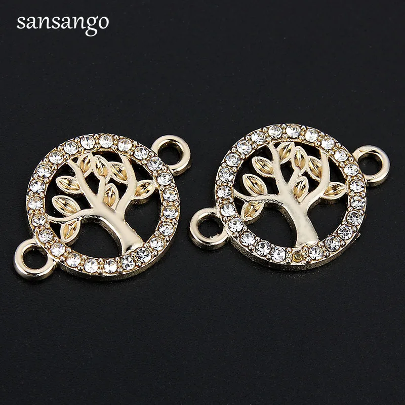 10 Pcs Tree Of Life Pattern Alloy Crystal Connectors  Charms Pendant For DIY Necklace Bracelet Fashion Jewelry Accessories images - 6