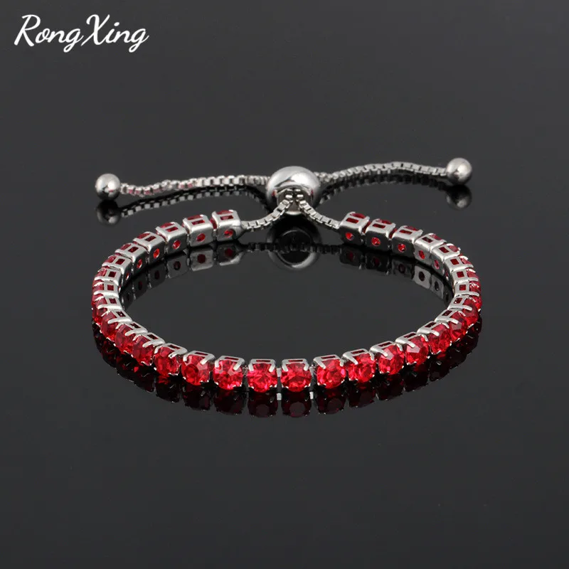 RongXing Фиолетовый/Красный Кристалл кубического циркония браслеты с подвесками для женщин Ретро розовое золото/серебро Стразы браслет свадебные украшения