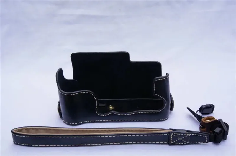 Black with Strap Чехол Ocotex из искусственной кожи для камеры Fujifilm FUJI XE3 X-E3, крышка на половину корпуса, цвет черный, коричневый - Цвет: Black with Strap