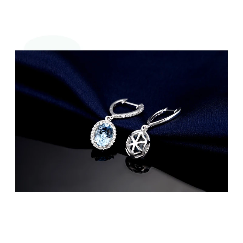 Классические ювелирные изделия Caimao белое золото 14 к синий Аквамарин и бриллианты