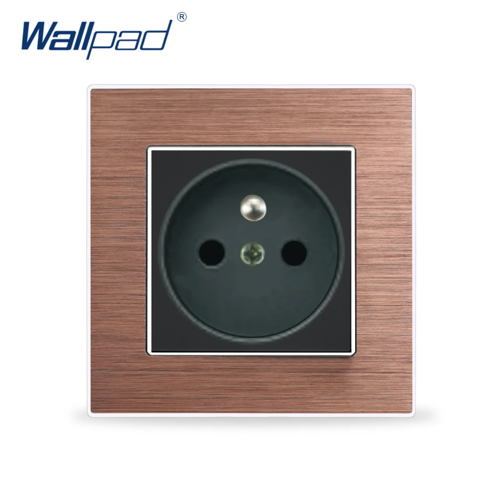 ЕС 2 Pin французская розетка Wallpad люксовые клавишные атласная металлическая Панель Электрический настенный Мощность розетка электрические розетки для дома