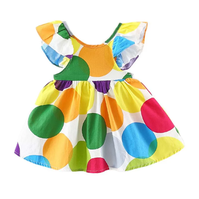 Summer Kids Dresses For Girls Colored Dots Princess Dress Baby Girl Clothes Graduation Gowns Children | Детская одежда и обувь