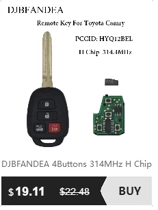 Djbfandea 4 кнопки 314,4 МГц 4D67 Чип дистанционного ключа автомобиля для Toyota FCCID HYQ12BBY Camry 2007-2011 с спросить сигнала необработанное лезвие