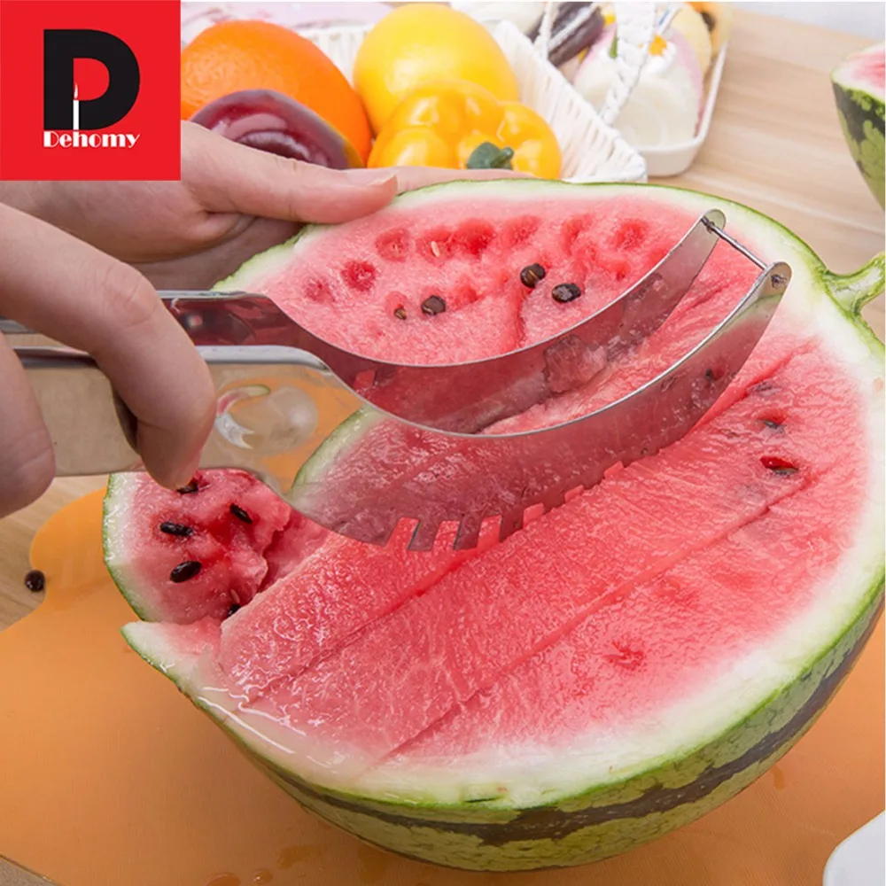 Dehomy ручные Слайсеры Нержавеющая сталь Cut Фруктовый арбуз Slicer кухонный режущий