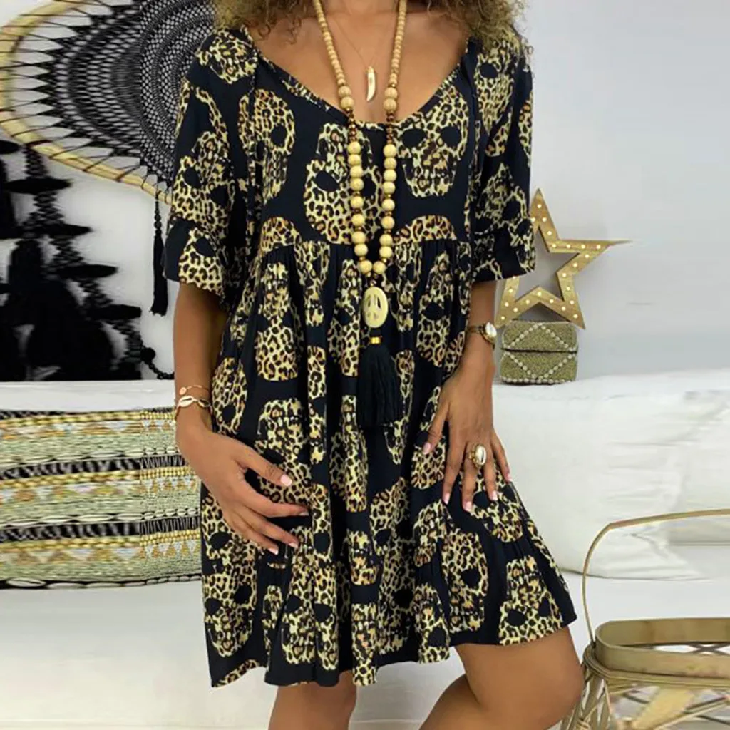 Женское платье с коротким рукавом JAYCOSIN Повседневное цветочным принтом и о