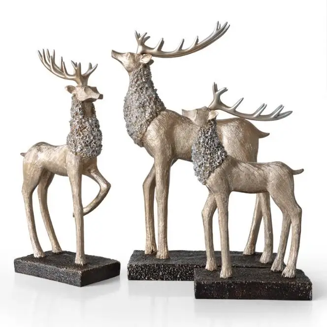 2PCS American Creative Retro Deer Couple elk Ornaments Livingroom Desktop Resin Crafts Home Furnishings Christmas Decoration | Дом и сад