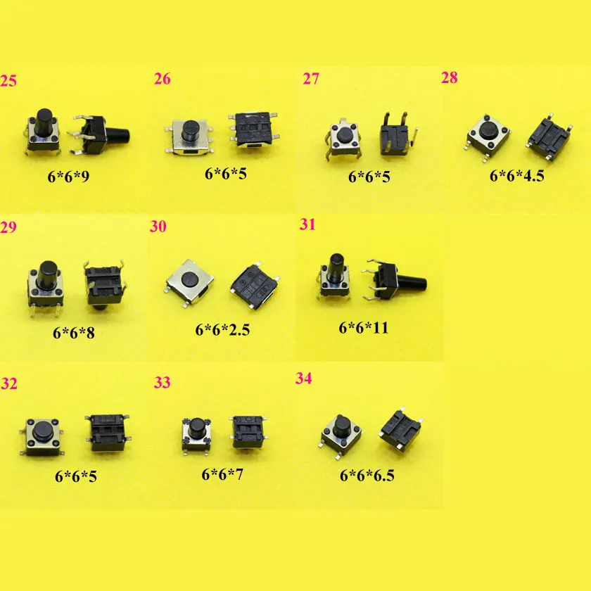 

cltgxdd AJ13-24 6x6mmswitch DIP touch switch vertical red button 4 pin Height: 3.1MM~21MM