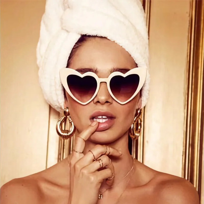 Женские солнцезащитные очки в форме сердца винтажные дизайнерские розовые для