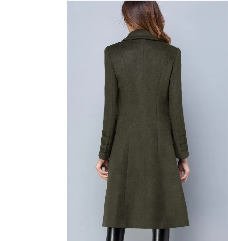 Большие размеры, S-3XL, Зимняя шерстяная куртка для женщин, корейское утепленное длинное шерстяное пальто для молодых женщин, двубортное пальто со стоячим воротником, B308