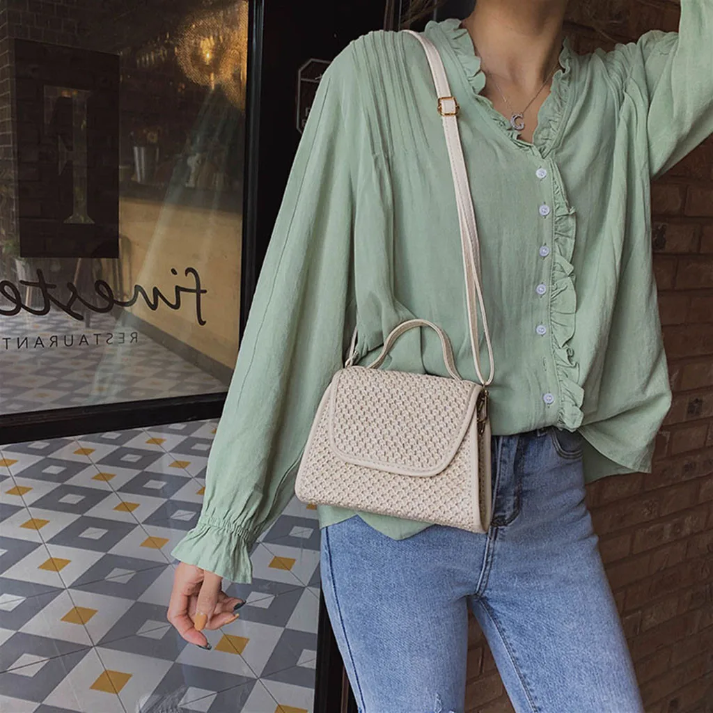 Пляжная Соломенная Сумка ведро 2019 маленькая сумка для женщин сумки через плечо