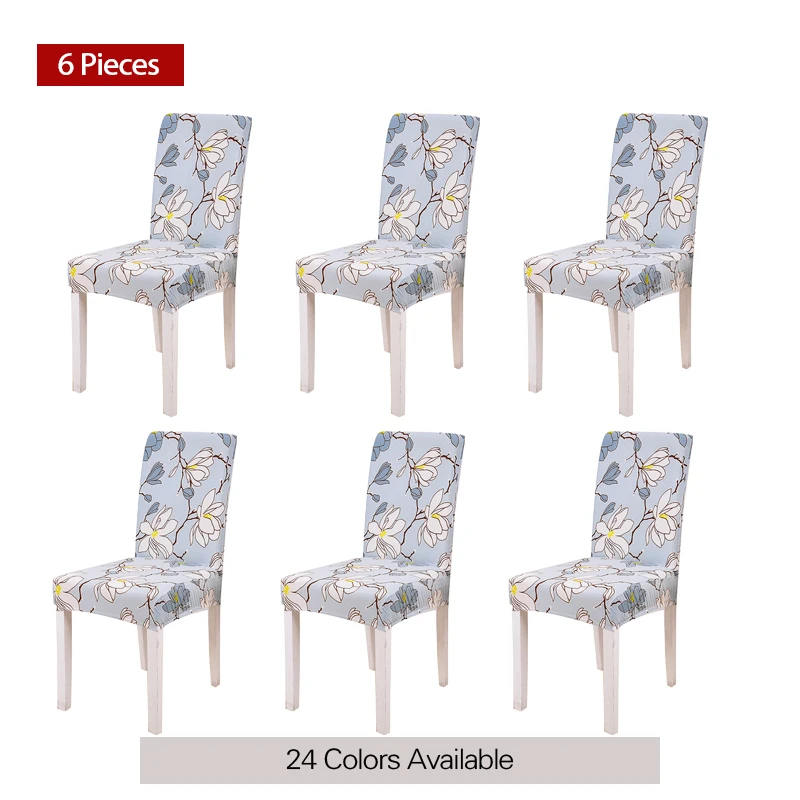 6 шт. чехол для кресла спандекс с принтом столовой эластичные Чехлы кухонных