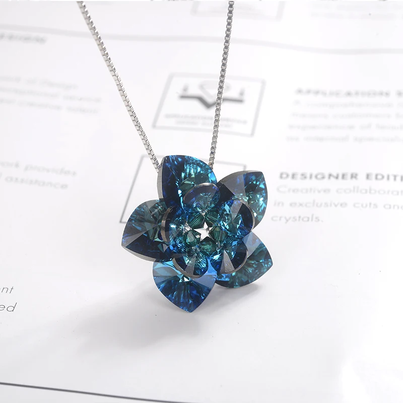 BAFFIN оригинальные кристаллы от Swarovski цветок кулон ожерелье для женщин Серебряный цвет сердца DIY ожерелье ювелирные изделия подарок для влюбленных