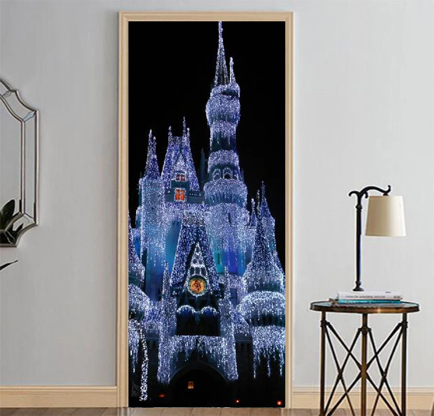 Blue light Palace Wall Murals Stickers Door Sticker Wallpaper Decals Home Decoration Aug083024 | Дом и сад