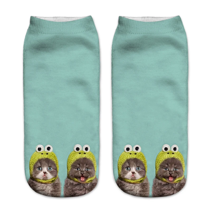 ZHBSLWT New Hot Lovely Cat Pattern 3D Print Animal Women Socks Casual Cartoon Unisex Low Cut Ankle Socks-003 | Женская одежда