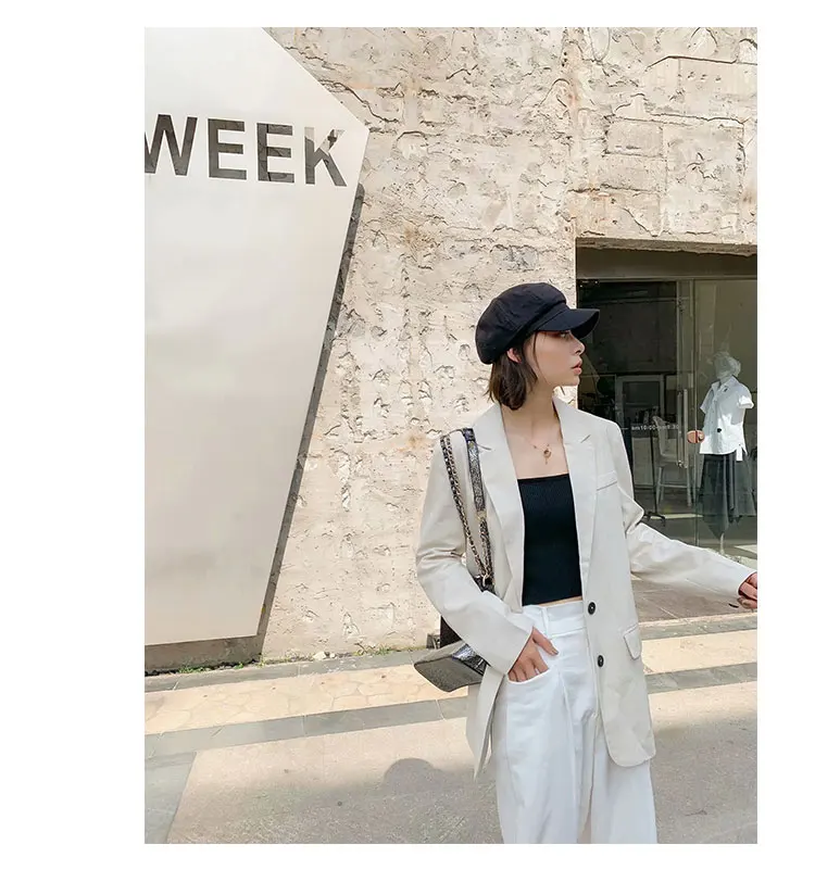 Autumn New Sale Cthink Linen Blazer Women Fashion Long Sleeve Good Quality Beige Suit Coat For Woman Stylish OL Casual Suits