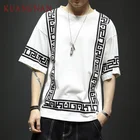 Мужская Уличная футболка KUANGNAN Harajuku, белая футболка с коротким рукавом в стиле хип-хоп, 5XL, лето 2019