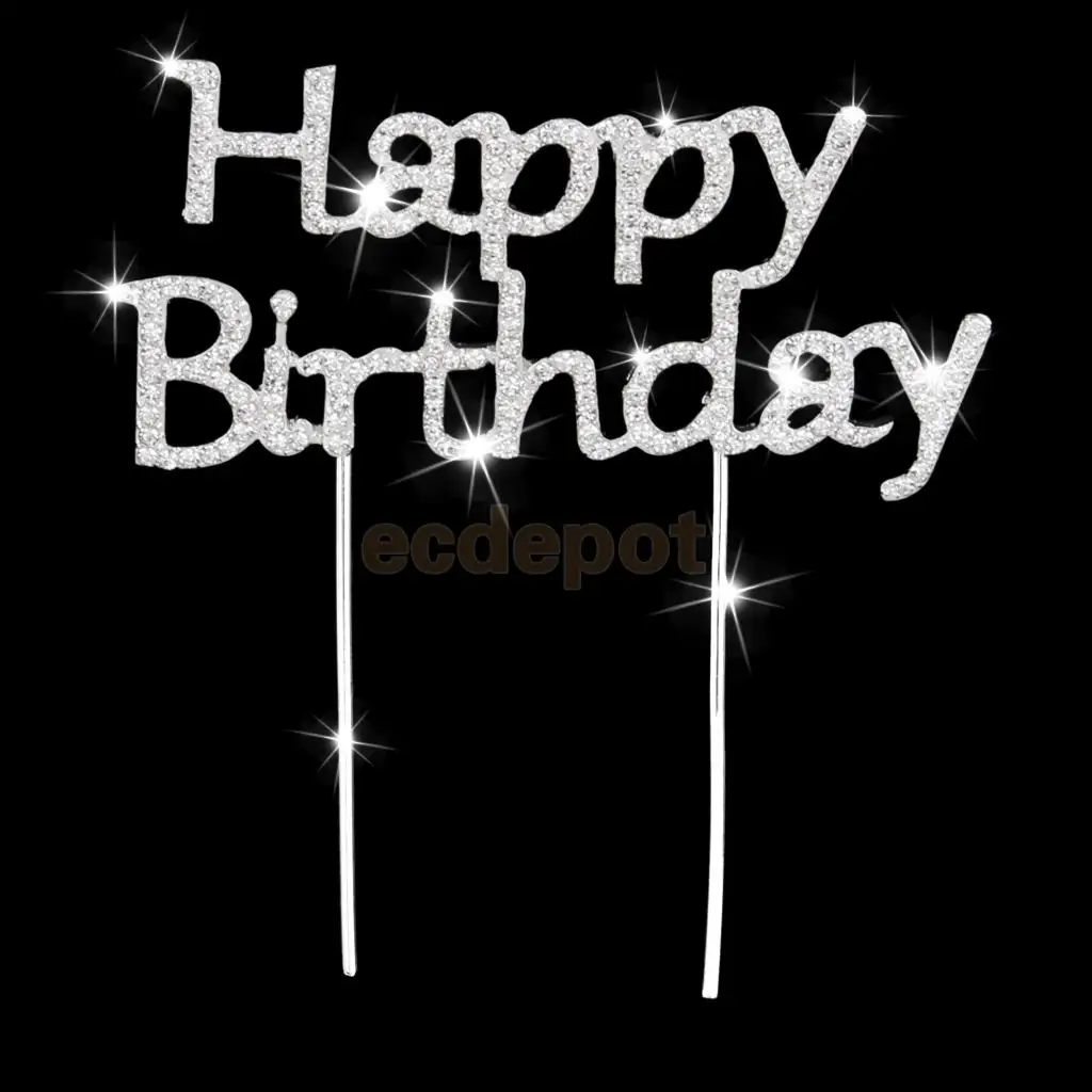 Хрустальные украшения для торта с надписью Happy Brithday + 60th|decorative decorative|brithday