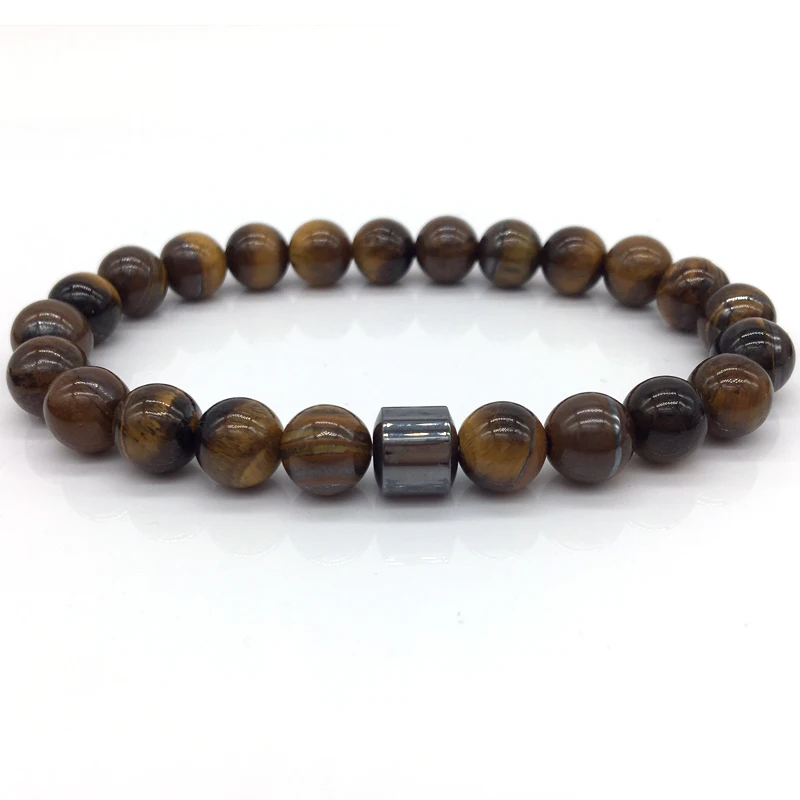 Stone Beads Gray Domineering Men's Bracelet Natural Beaded Classic Fashion Jewelry | Украшения и аксессуары