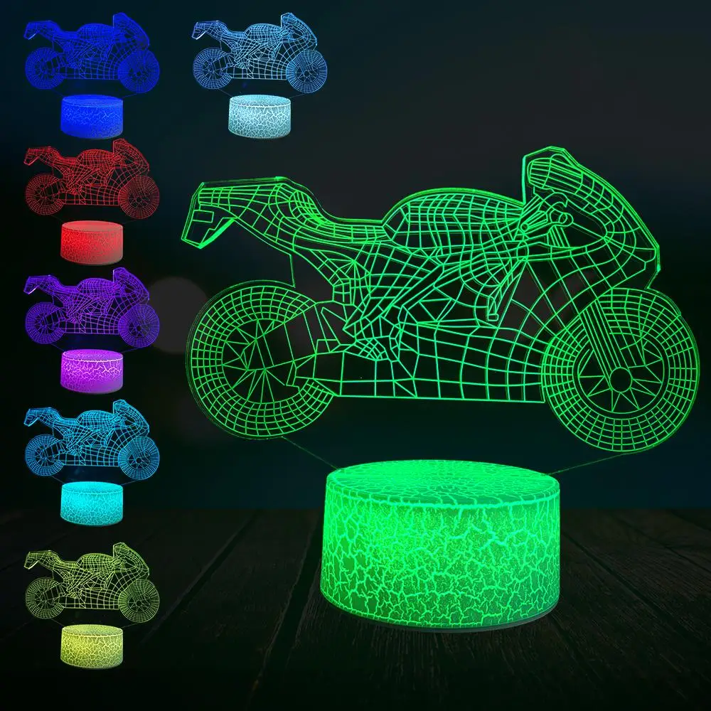 Крутая мотоциклетная 3D лампа светодиодный USB светильник для настроения