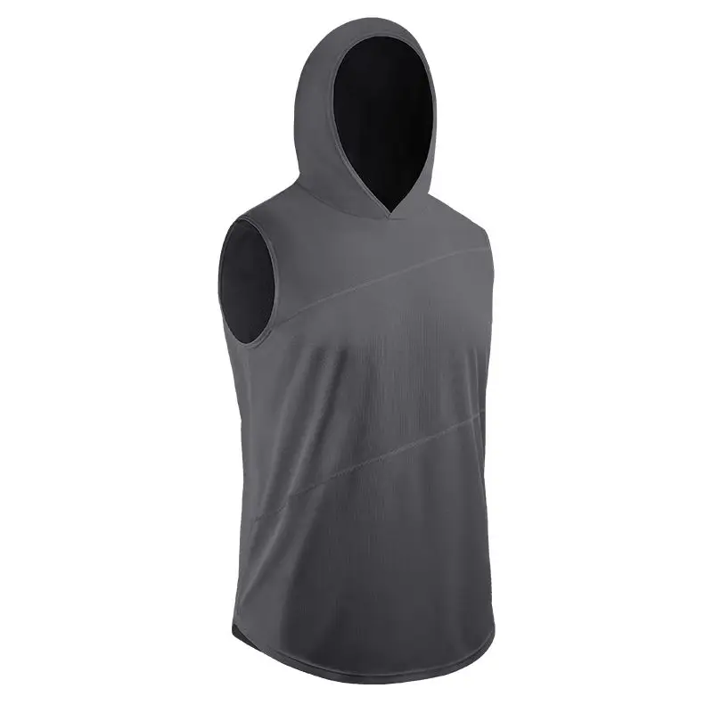 Men's tight-fitting sleeveless vest Sport running training fitness clothing Zip hooded quick-drying jacket | Спорт и развлечения