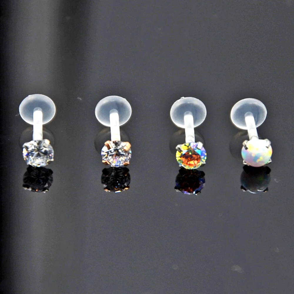 BOG-7PCS AB& Clear& Opal Zircon biopast PTFE губная серьга бар кольцо Монро Серьги для губ Cartiliage пирсинг для козелка ушной раковины кольцо для пирсинга