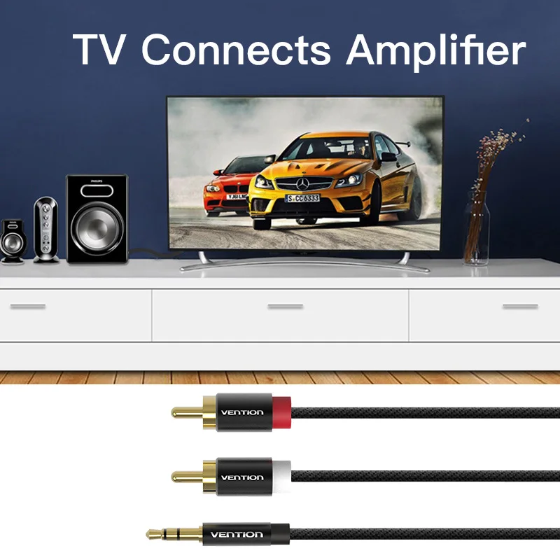 RCA кабель Vention с 2 rca на 3 5 мм аудиокабель разъемом Папа папа aux для усилителя