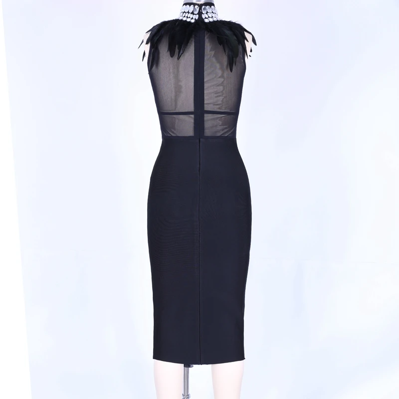 Ocstrade, Vestidos, Бандажное платье, Новое поступление, модные, с бусинами и сеткой, вечерние, для ночного клуба, женское, черное, облегающее платье