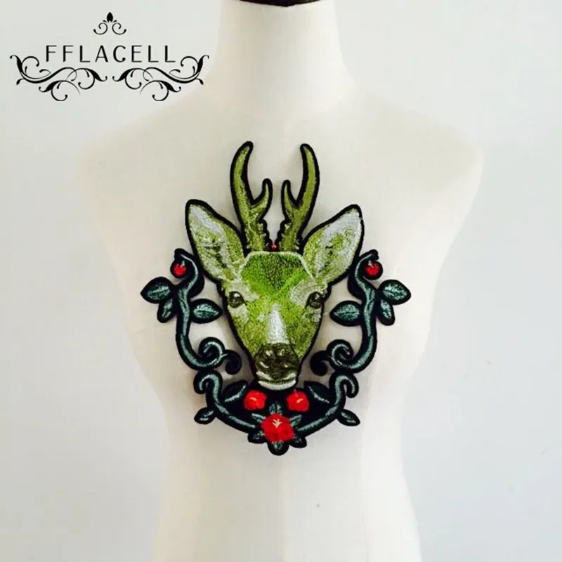 Высокое качество, 1 шт., 3D вышивка пайетками, голова оленя, нашивка, аппликация, ПРИШИТАЯ на одежду, рубашка, джинсовая куртка, пэчворк, аксессуары DIY