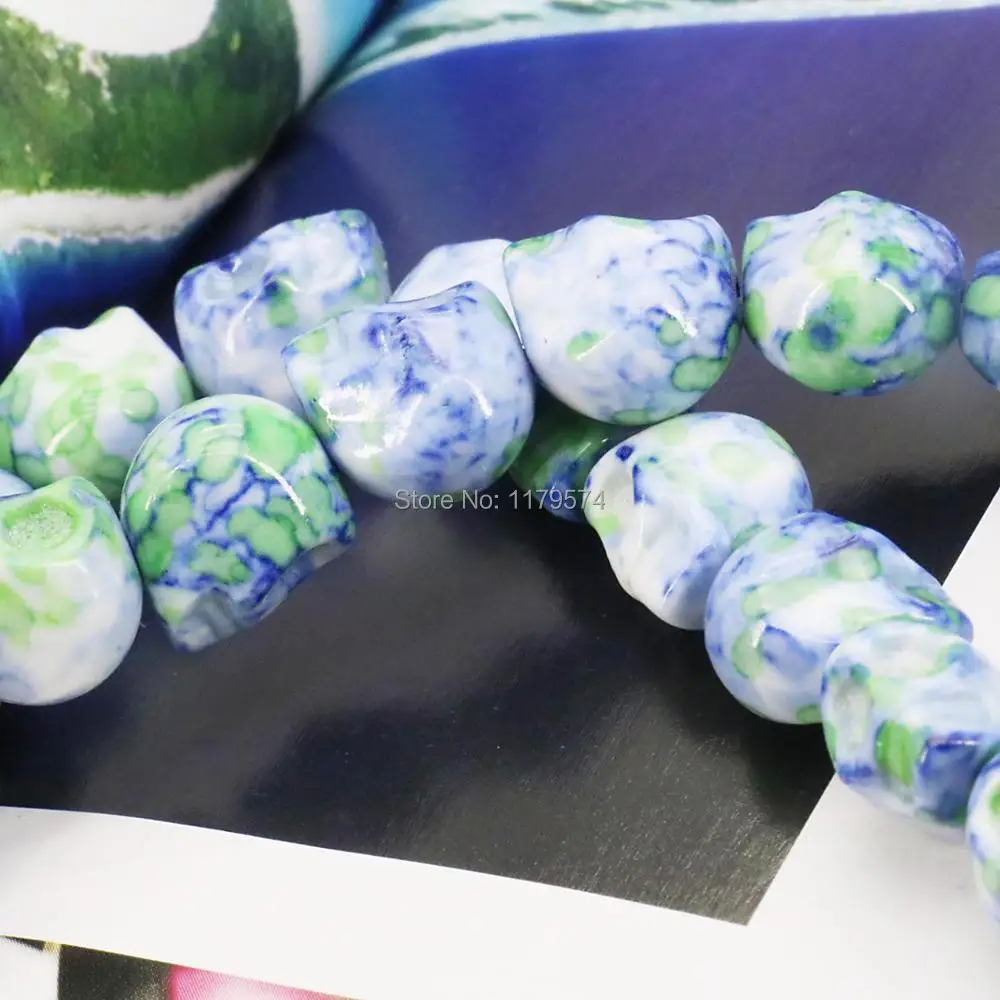 Accessories Blue Multicolor Riverstones Rainbow Semi-precious Stone Skull For Women Girl 12mm Loose DIY Beads New Jewelry Making images - 6