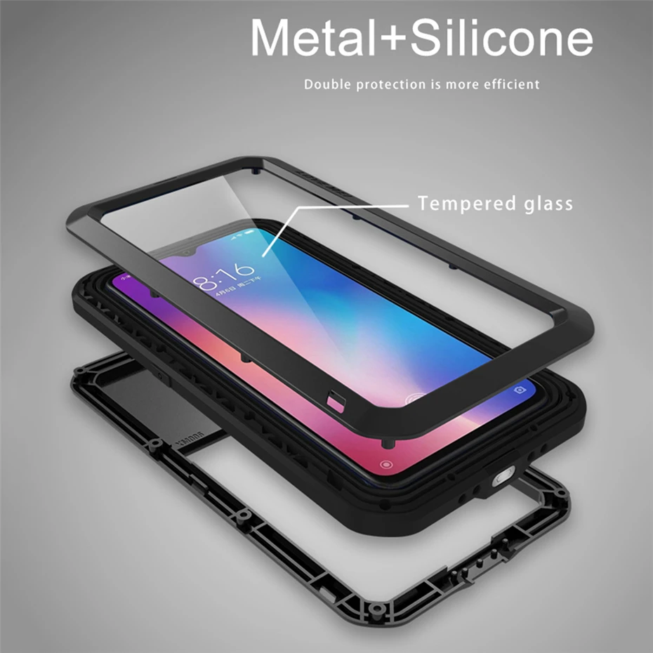 Для Xiaomi mi 9 Силиконовый противоударный чехол металлический армированный защитный чехол для Xiaomi mi 8 9 6 mi 9 mi 8 mi 6 Чехол Funda+ Стекло пленка