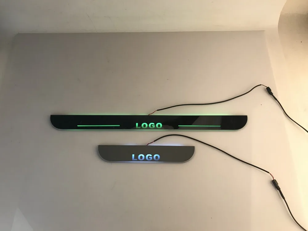 

WOOBEST acrylic led moving door scuff dynamic welcome light sill with colors changing flat plate strips for Land Rover Defender