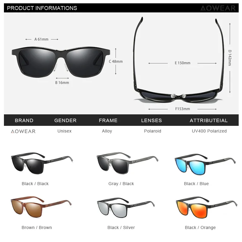 AOWEAR Роскошные качественные солнцезащитные очки мужские Поляризованные алюминиевые ретро солнцезащитные очки мужские очки поляроидные квадратные очки Lunette De Soleil