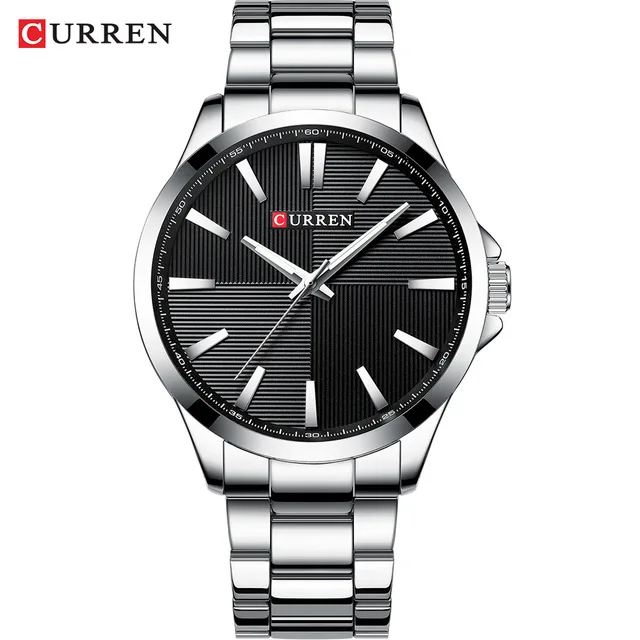 silver black CURREN новые мужские золотые часы люксовый бренд аналоговые спортивные часы Модные Бизнес Кварцевые часы мужские водонепроницаемые Relogio Masculino - Цвет: silver black