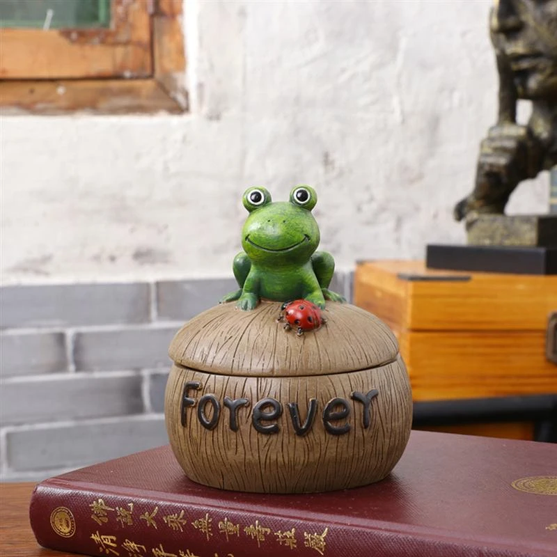 1 шт. пепельница Милая лягушка креативная смола с крышкой для домашнего офиса