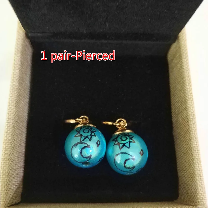 1 pair-Pierced Elizabeth Liones серьги для косплея аксессуары Seven Deadly Sins синие серьги-гвоздики ручной работы - Окраска металла: 1 pair-Pierced