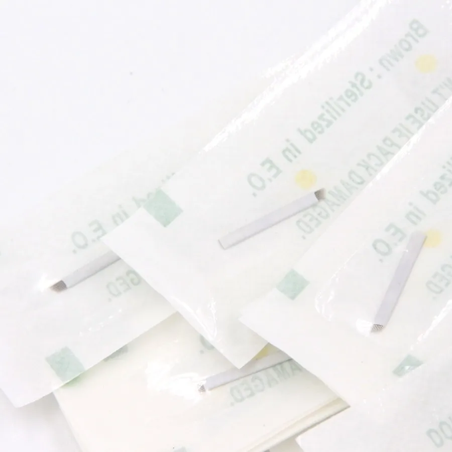 100 штук лезвий для мануального татуажа бровей иглы Перманентный макияж 7 9 11 12 и 14