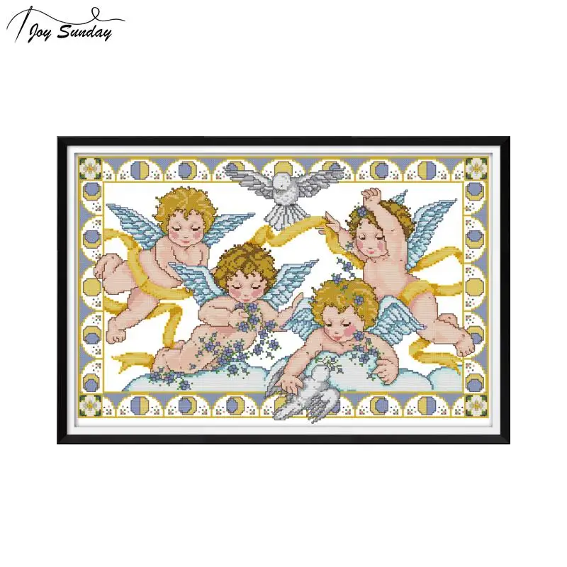 Joy Sunday Little Angels Набор для вышивки крестиком Needelwork 14ct 11ct Aida печатные холщовые