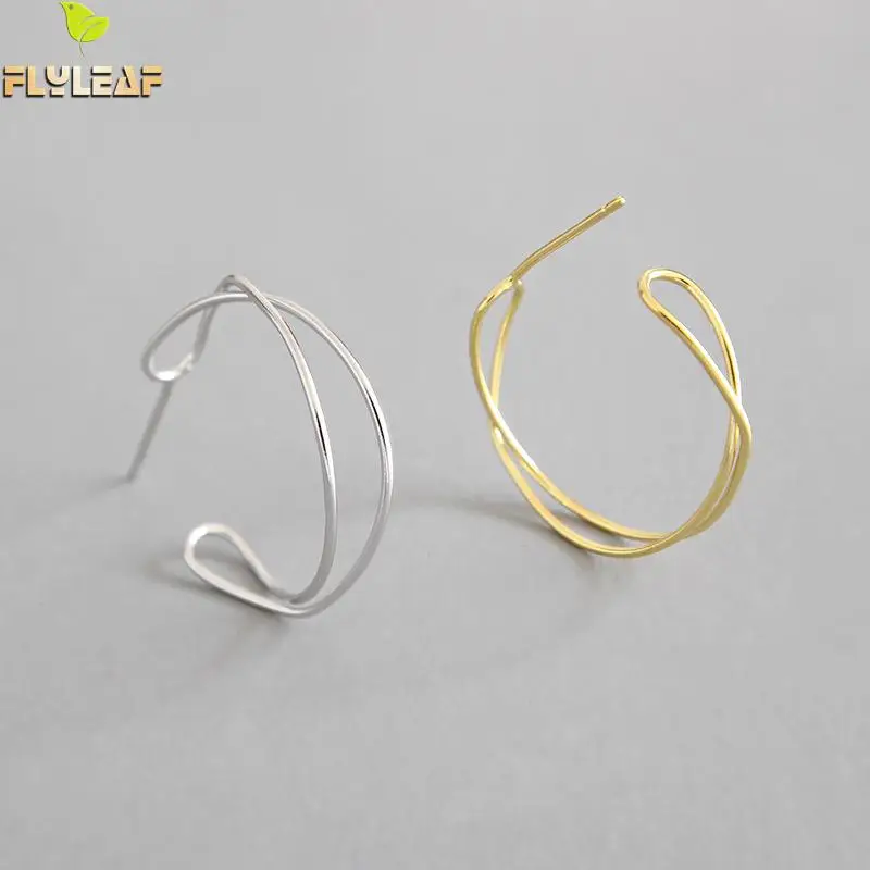 Висячие серьги-гвоздики с золотой линией для женщин 2018 новый тренд 100%