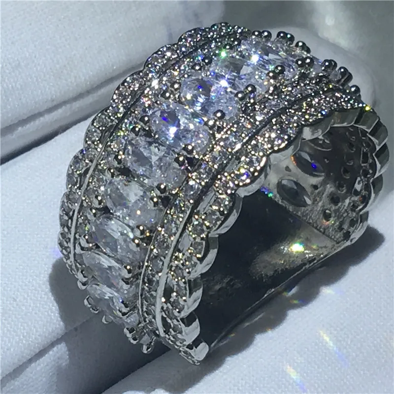 Choucong роскошное кольцо в форме дуги белое золото заполненное овальной огранкой cz