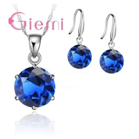 new crystal jewelry set cubic zirconia cz pendant necklace 925 sterling silver jewelry set gift for women lovers